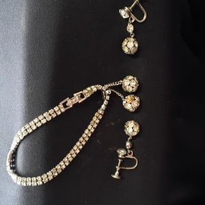 Vintage Rhinestone bracelet and earring set